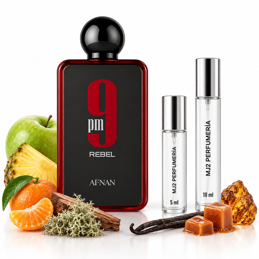 9 pm rebel - Decant en presentaciones de 5 ml y 10 ml